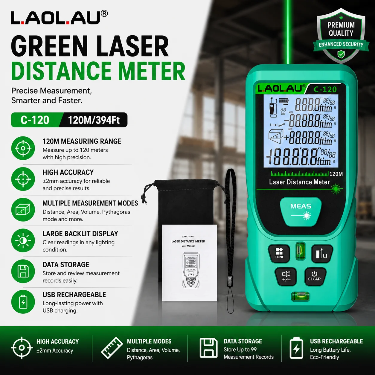 Telemetro laser digitale LAOLA - Power Tools Green recensione e prezzo